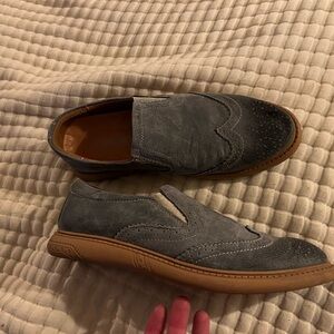 Gray wingtip Slip-On Loafers